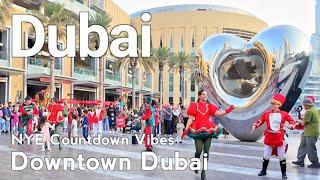 Dubai [4K] NYE Countdown Vibes: Downtown's Festive Spirit Walking Tour 