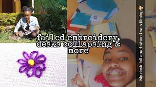 failed embroidery, desks collapsing & more | mini vlog