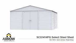 Take a 360 Tour of the Arrow Select Steel Storage Shed, 14x14, Flute Grey