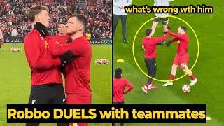 Robertson was fairly wound up during warm-up, look what he did to young player... | Liverpool News