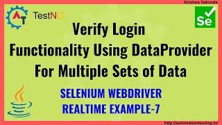 Verify Login Functionality With Multiple Sets of Data in Java Selenium | Data Provider | TestNG