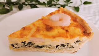 Délicieuse quiche aux crevettes et épinards 