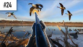 Late Season Waterfowl Ice Hole! (Green and Canadas Up Close)